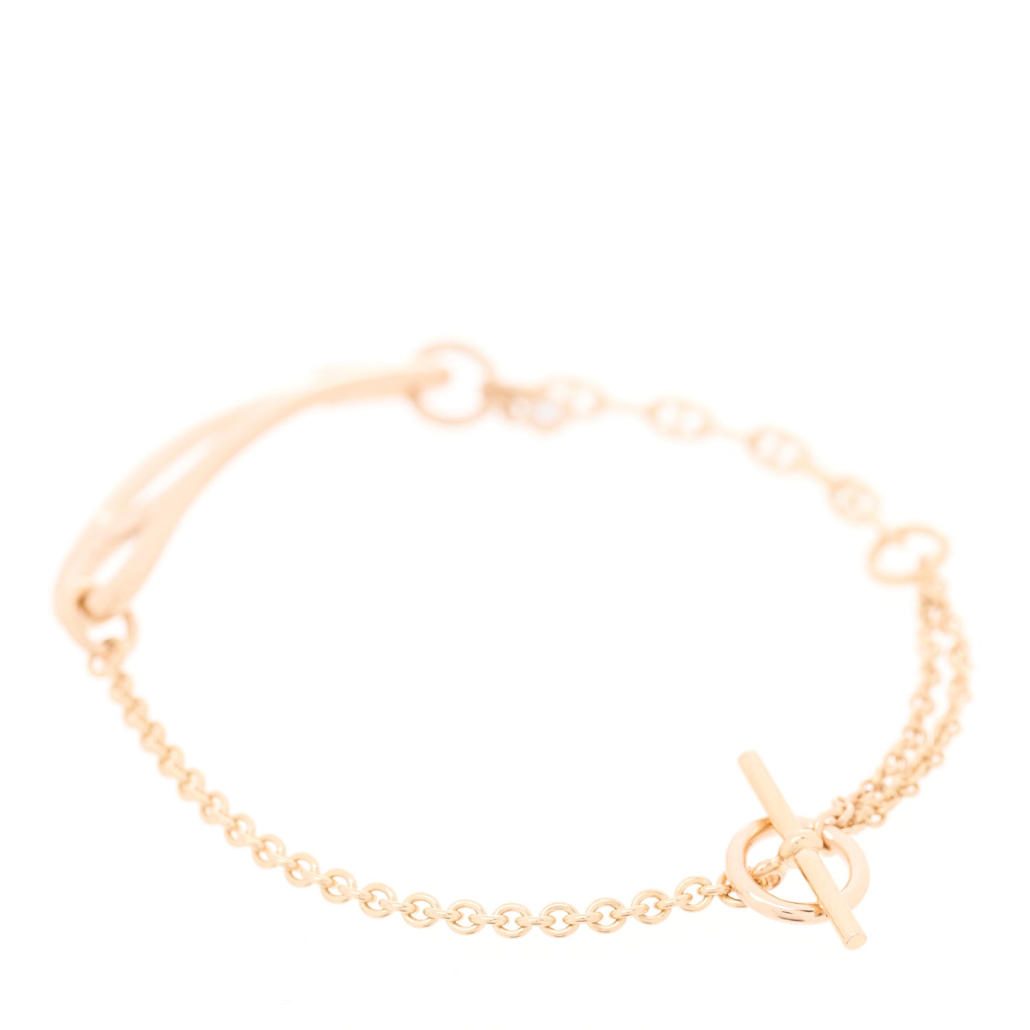 18K Rose Gold Diamond MM Chaine d'Ancre Punk Bracelet LG