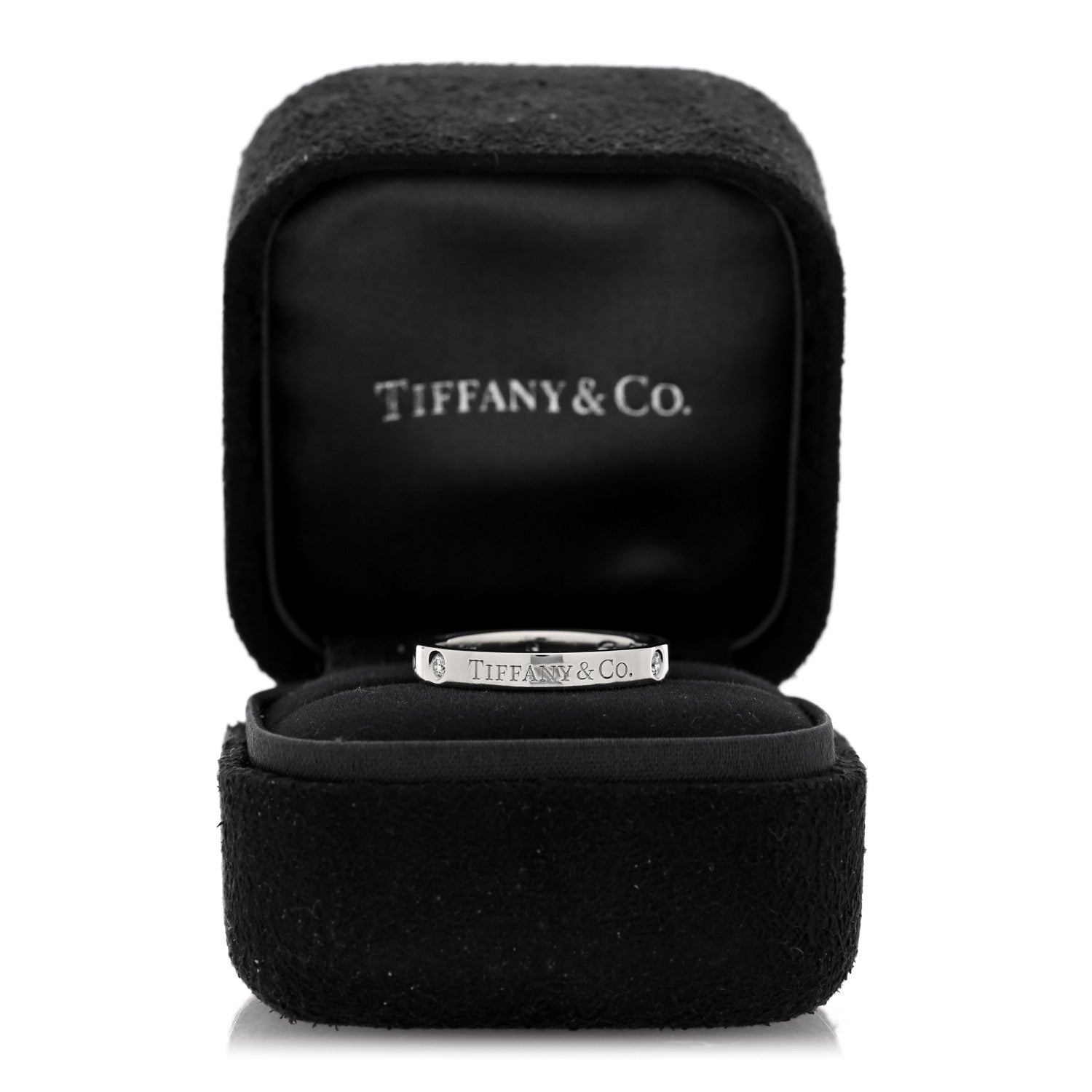Tiffany Platinum Diamond Logo Band Ring 54 7 5 of 5