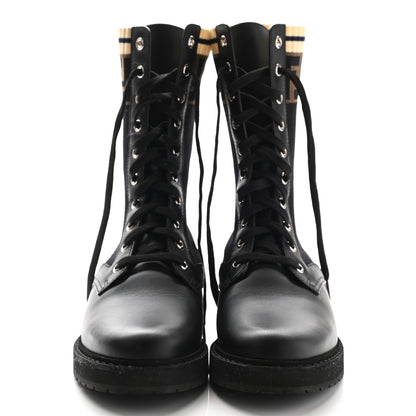 Fendi Calfskin Stretch Fabric Rockoko Biker Boots 39 Tobacco Black Marino 2 of 9