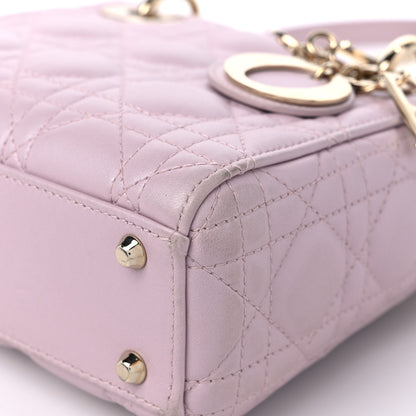 Christian Dior Metallic Calfskin Cannage Mini Lady Dior Pink 8 of 15