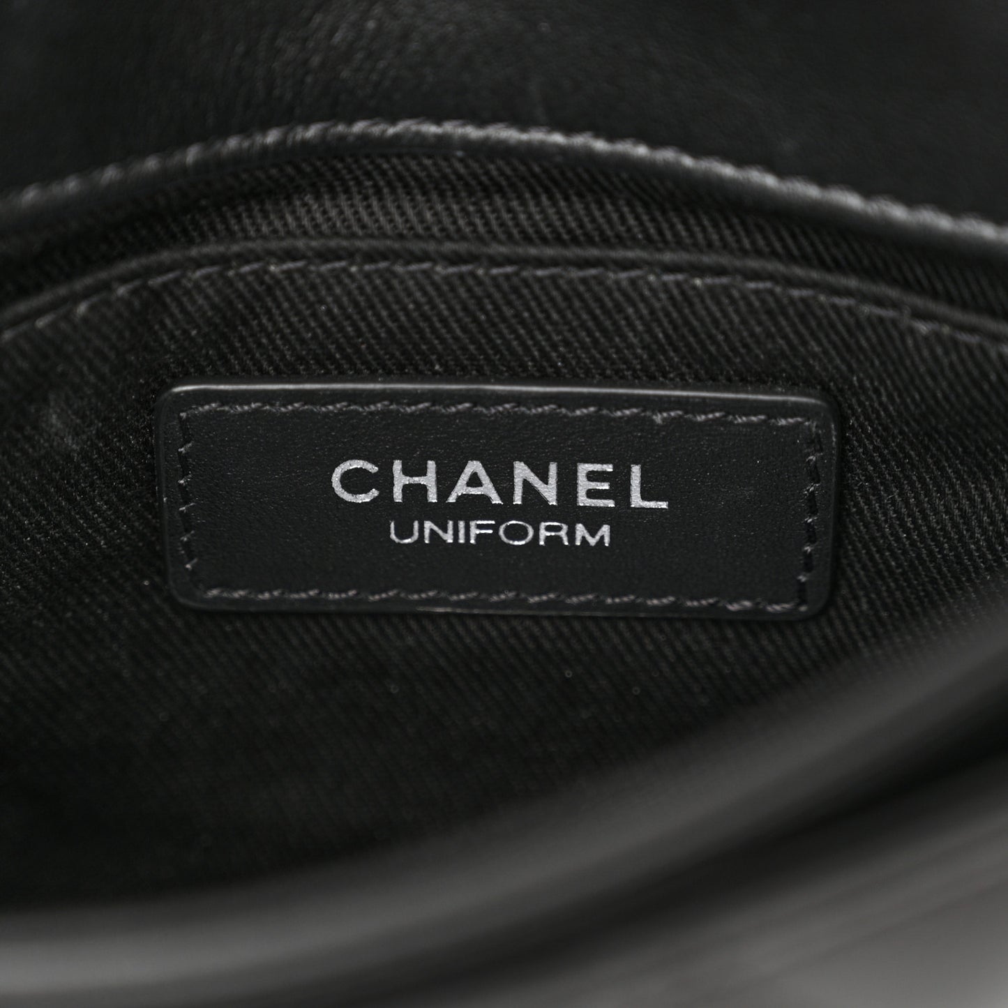 Calfskin Quilted CC Uniform Flap Belt Bag Black