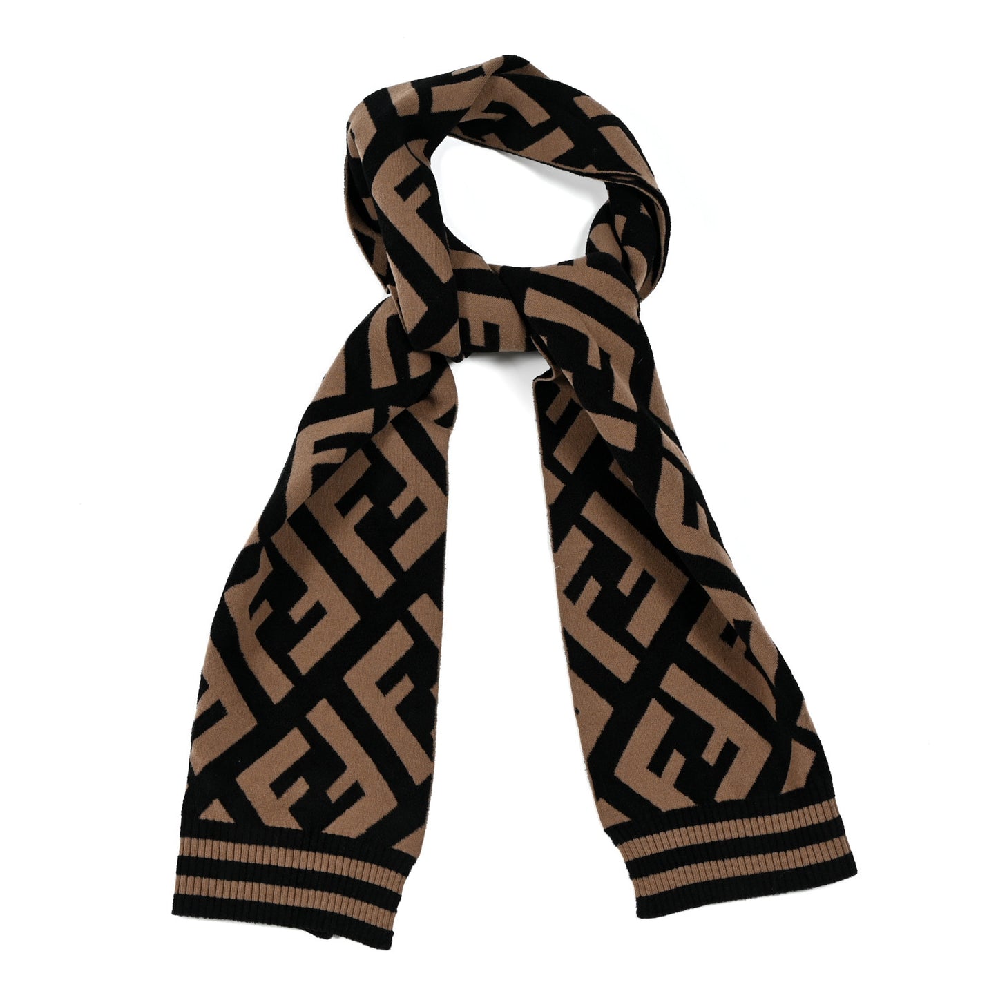 Wool FF Scarf Brown Black