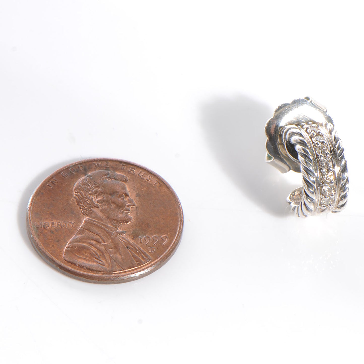 Sterling Silver Diamond Cable Classics Extra Small Earrings