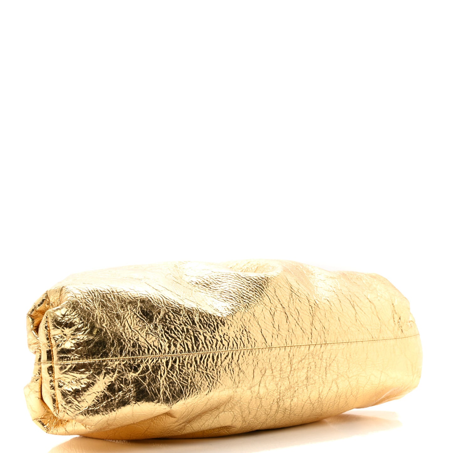 Metallic Crinkled Lambskin The Pouch Oversized Clutch Oro