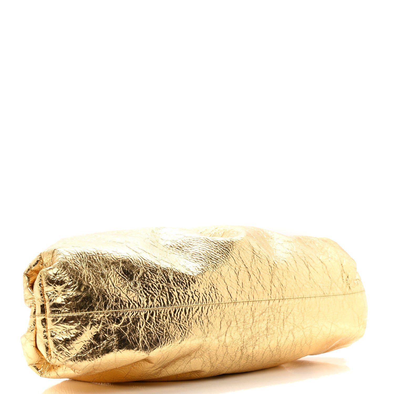 Bottega Veneta Metallic Crinkled Lambskin The Pouch Oversized Clutch Oro 4 of 9