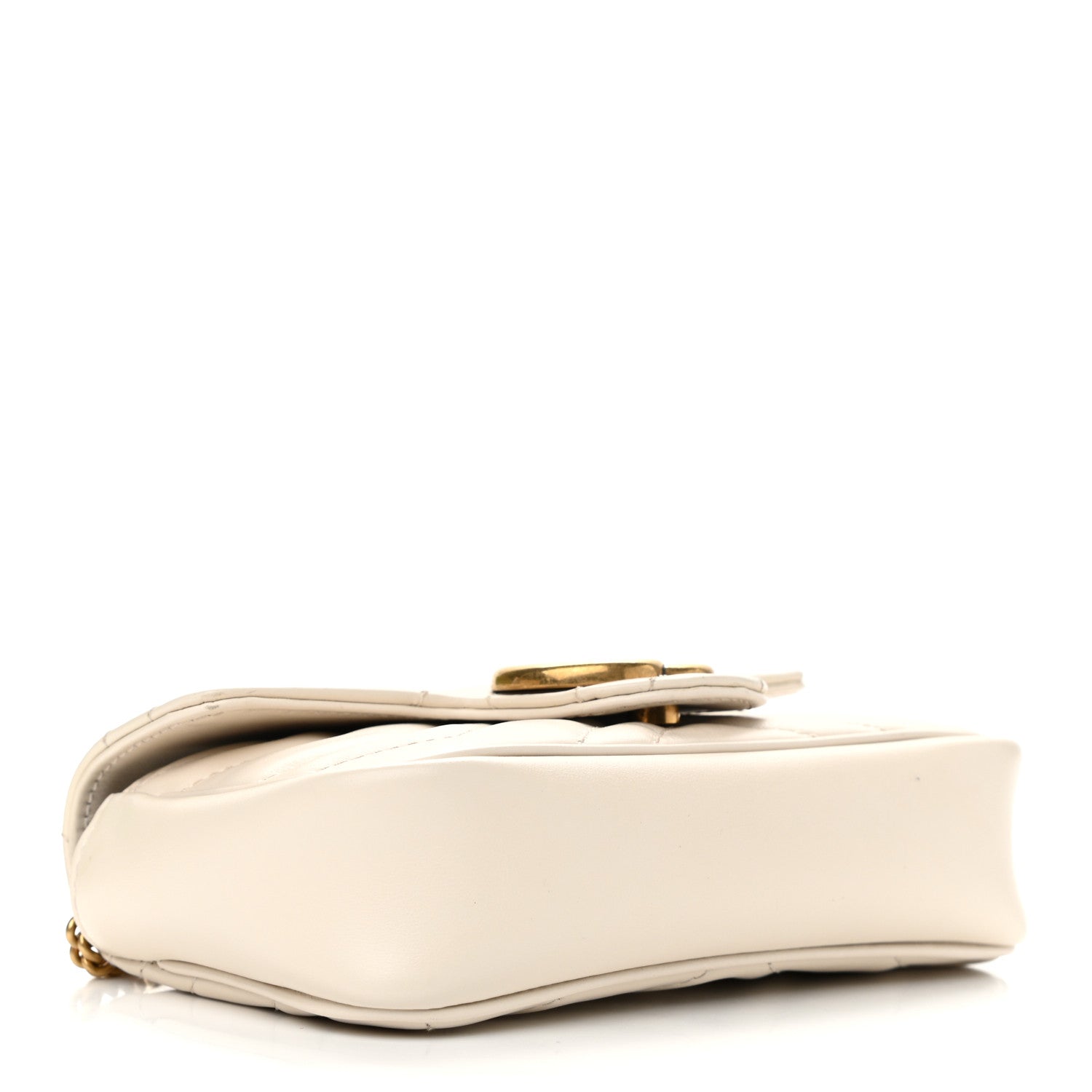 Gucci Calfskin Matelasse Super Mini GG Marmont Shoulder Bag White 4 of 11