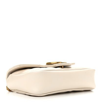 Gucci Calfskin Matelasse Super Mini GG Marmont Shoulder Bag White 4 of 11