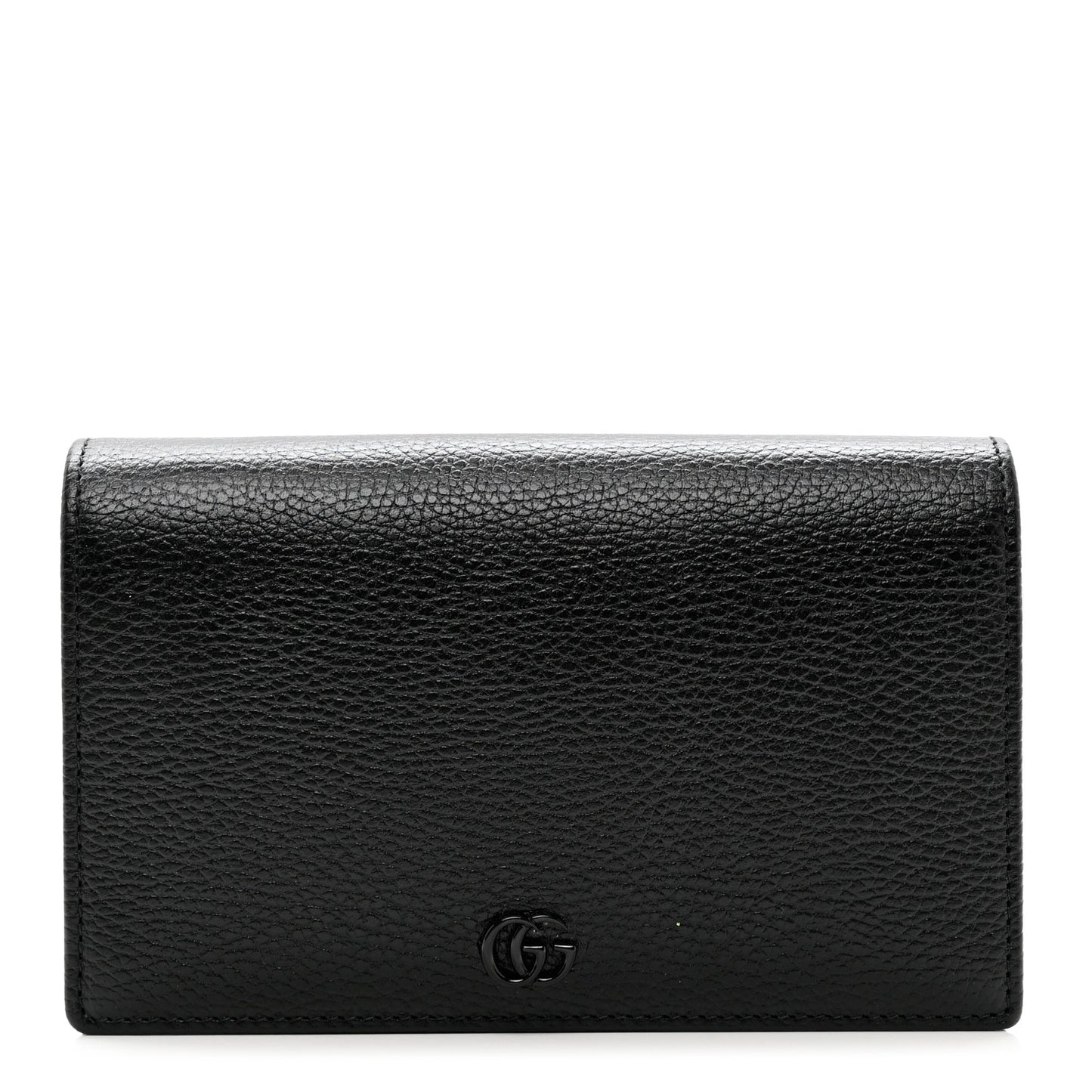 Dollar Calfskin Enamel Monochrome Mini GG Marmont Chain Wallet Black
