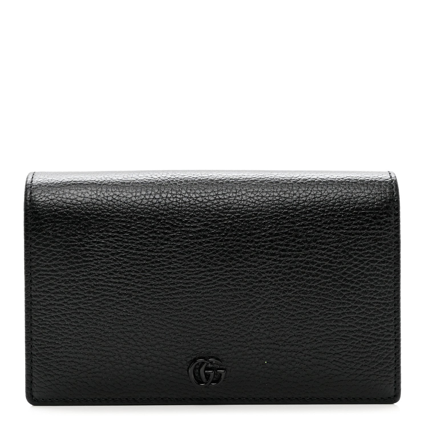 Gucci Dollar Calfskin Enamel Monochrome Mini GG Marmont Chain Wallet Black 1 of 8