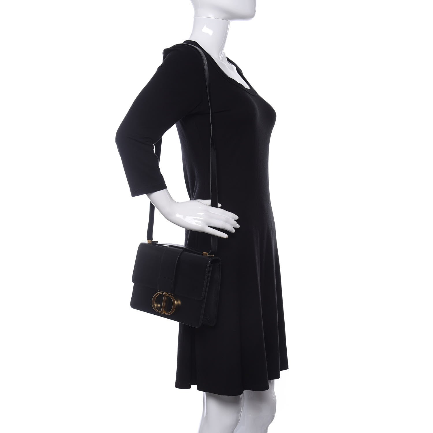 Christian Dior Smooth Calfskin 30 Montaigne Flap Bag Black 2 of 9