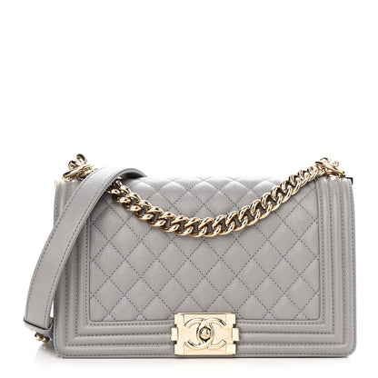 Chanel Caviar Quilted Medium Boy Flap Light Grey 1 of 11