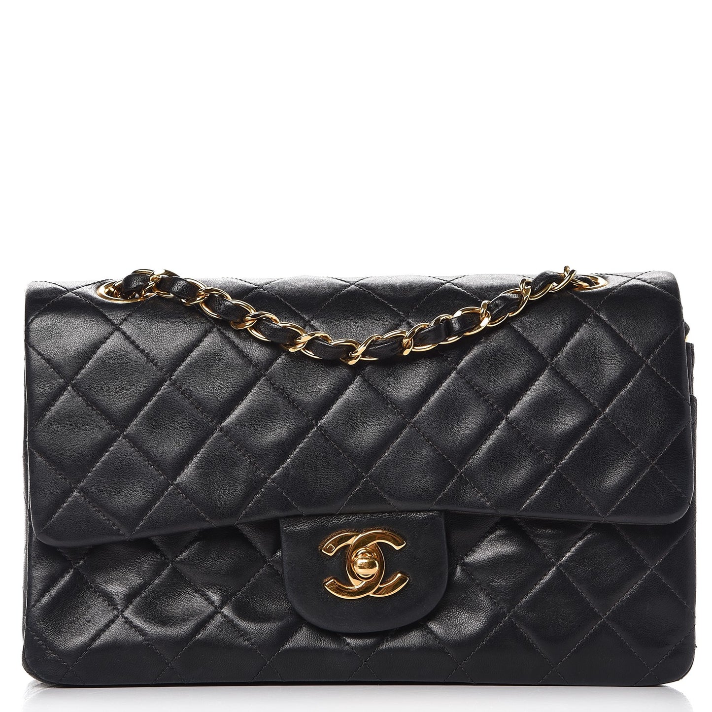 Lambskin Quilted Small Double Flap Black