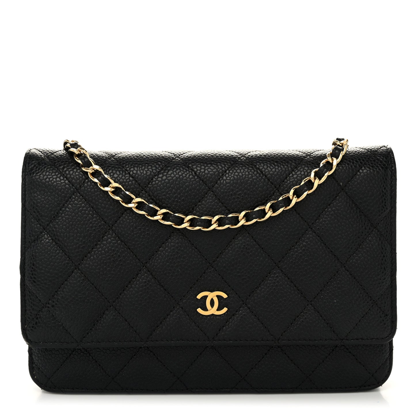 Caviar Quilted Wallet on Chain WOC Black