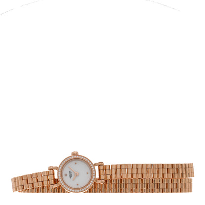 Hermes 18K Rose Gold Diamond 16mm Faubourg Double Tour Quartz Watch 2 of 4