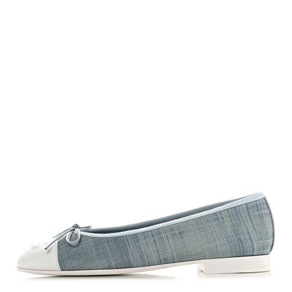 Chanel Suede Calfskin Lambskin CC Cap Toe Ballerina Flats 36.5 Light Blue 1 of 12