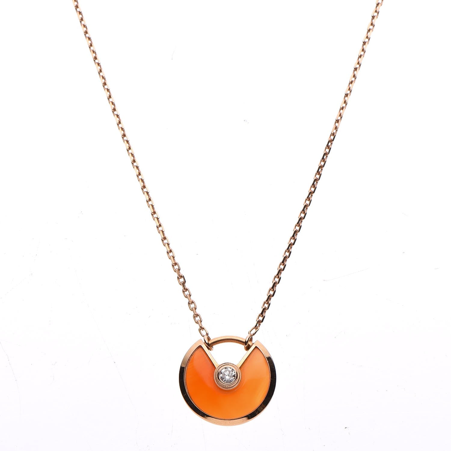 Cartier 18K Pink Gold Diamond Carnelian XS Amulette de Cartier Pendant Necklace 4 of 6