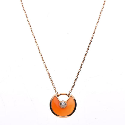 Cartier 18K Pink Gold Diamond Carnelian XS Amulette de Cartier Pendant Necklace 4 of 6