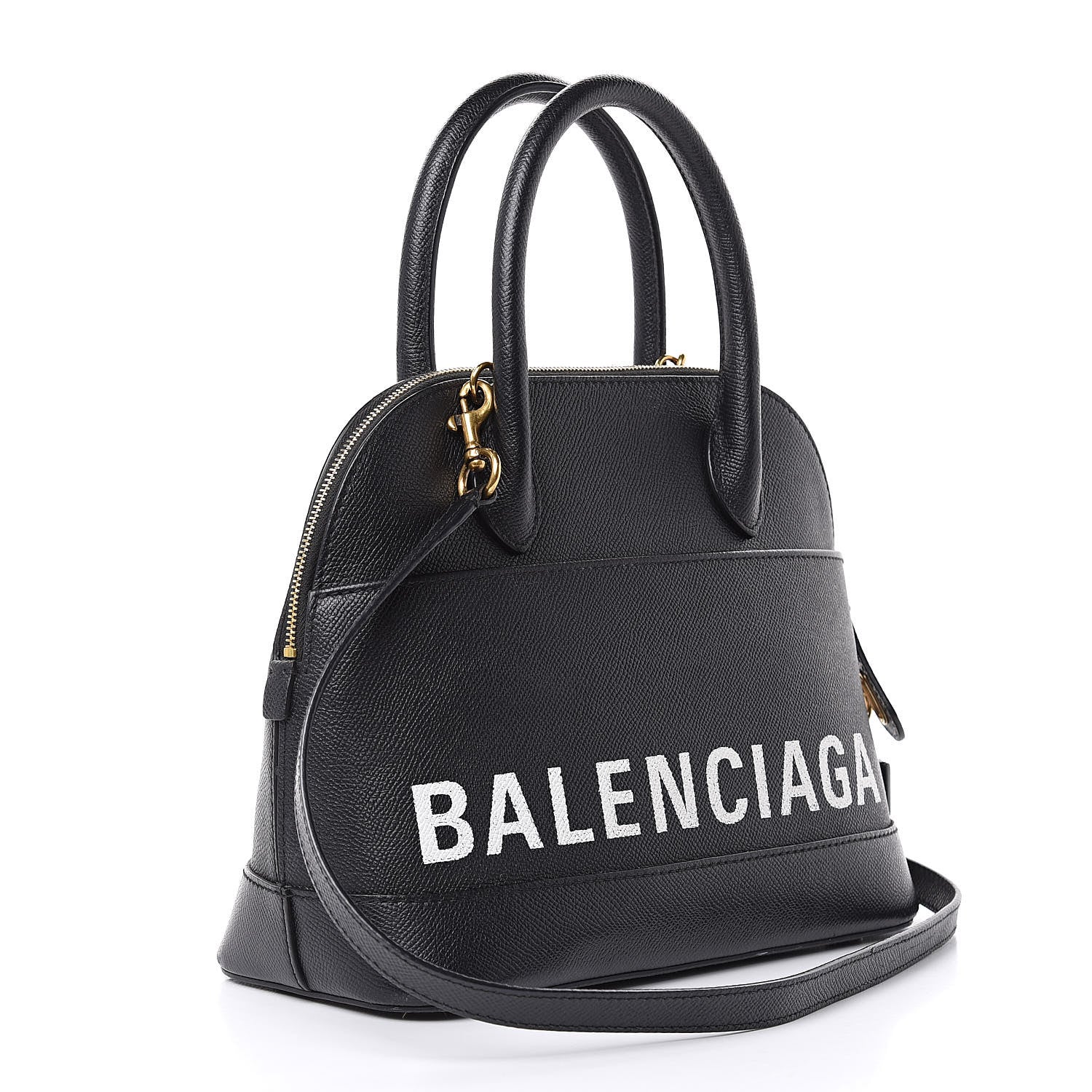 Balenciaga Signature Grained Calfskin Logo S Ville Top Handle Bag Black 3 of 13