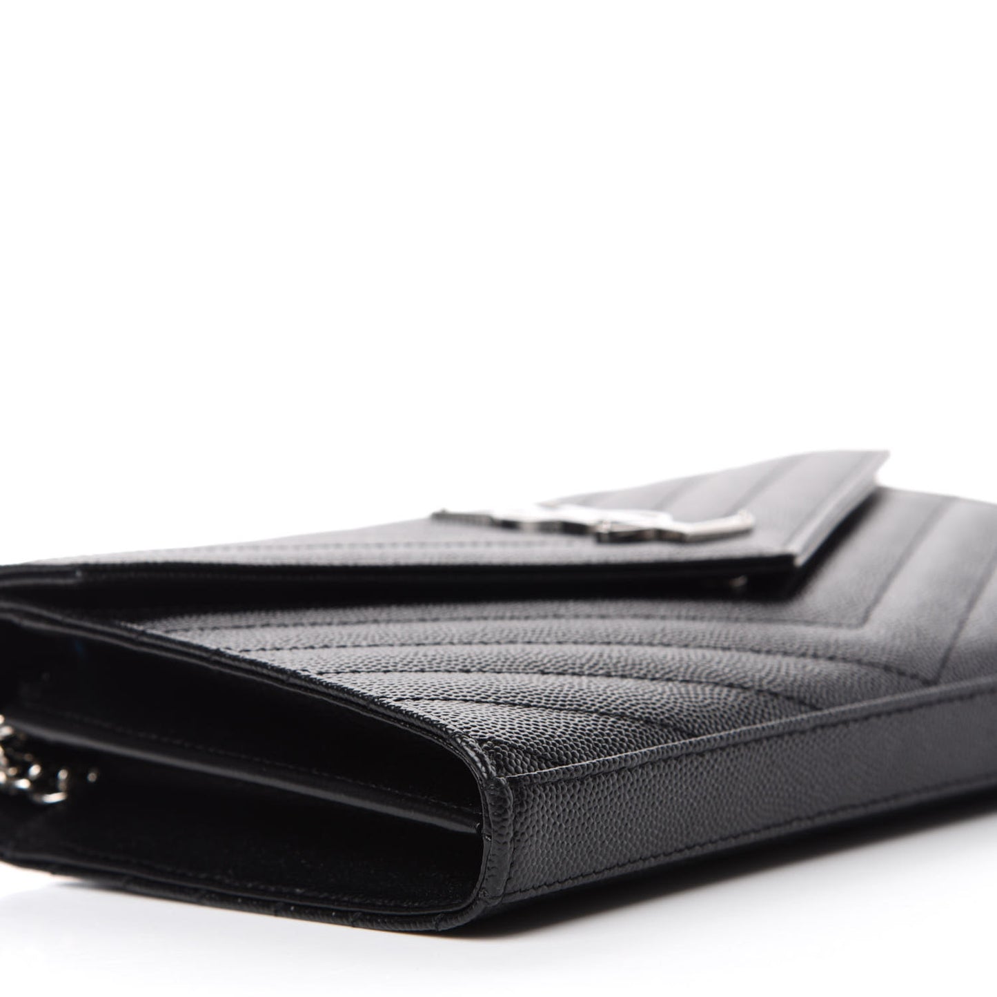 Grain De Poudre Matelasse Chevron Monogram Chain Wallet Black