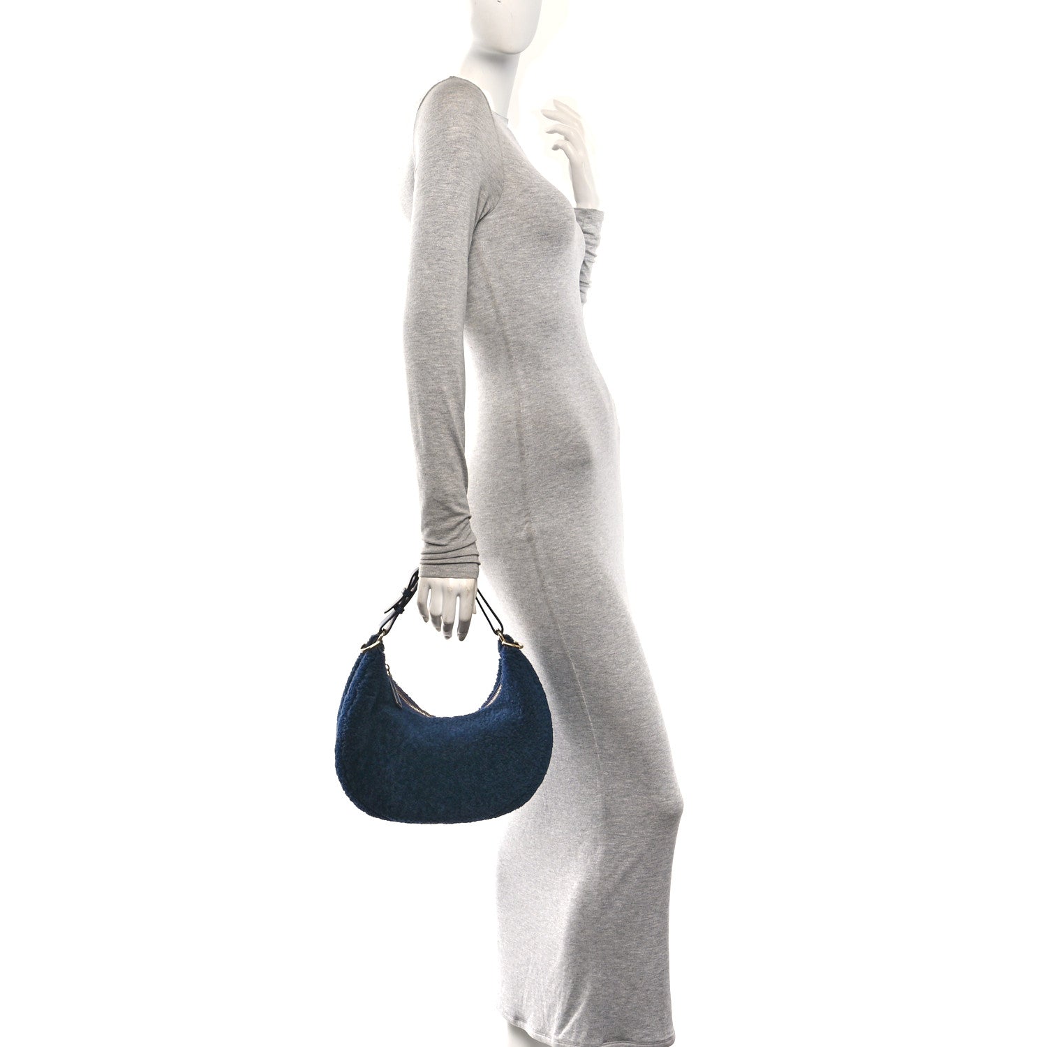Fendi Sheep Fur Vitello Grace Small Fendigraphy Hobo Midnight 2 of 10