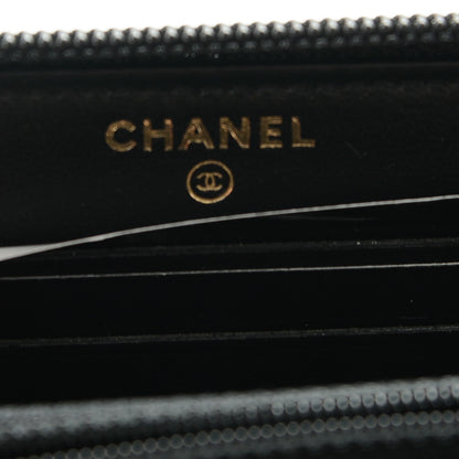 Chanel Glazed Calfskin Quilted Small Boy Zip Around Wallet Black 6 of 8