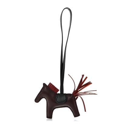 Hermes Milo Lambskin Grigri Rodeo Horse Bag Charm PM Rouge Sellier Rouge H Black 1 of 5