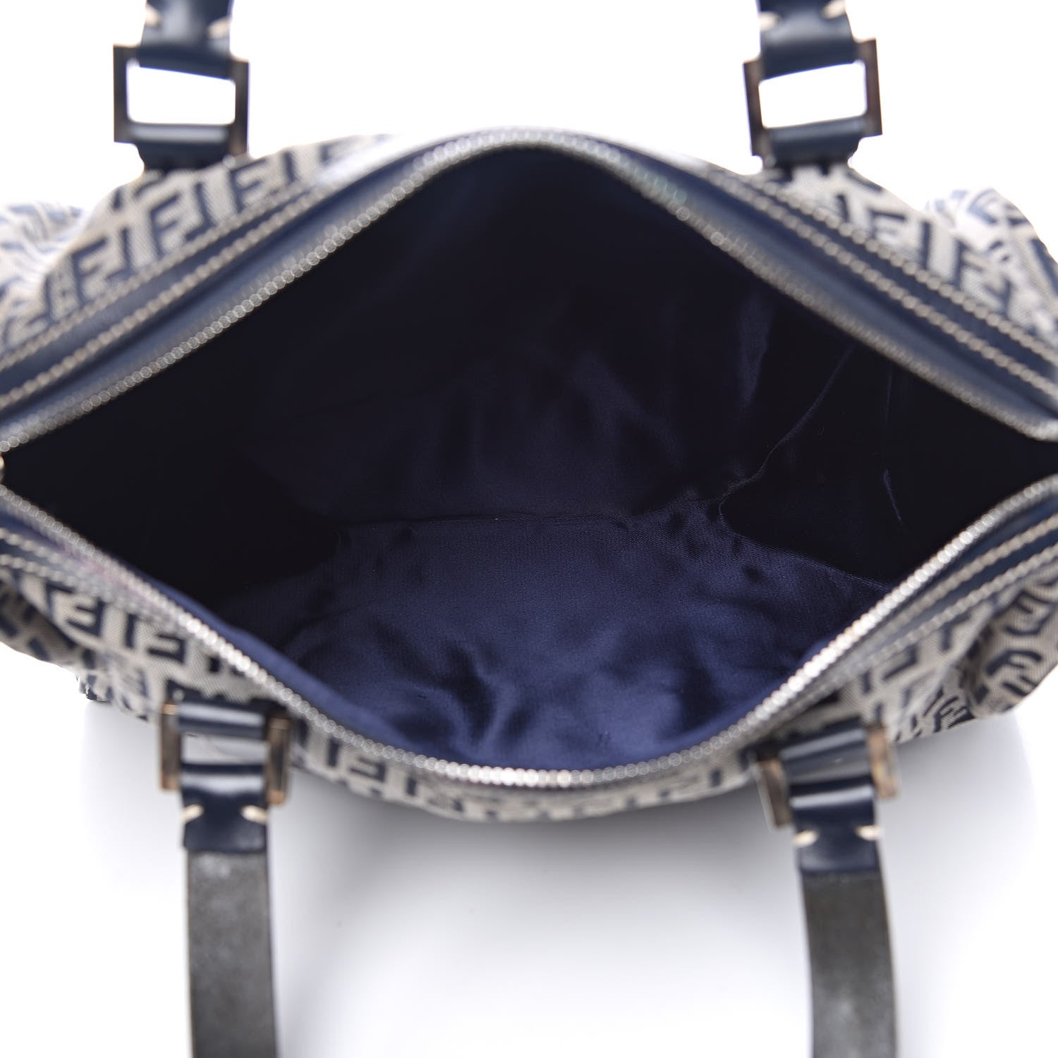 Fendi Zucchino Mini Boston Satchel Navy 5 of 12