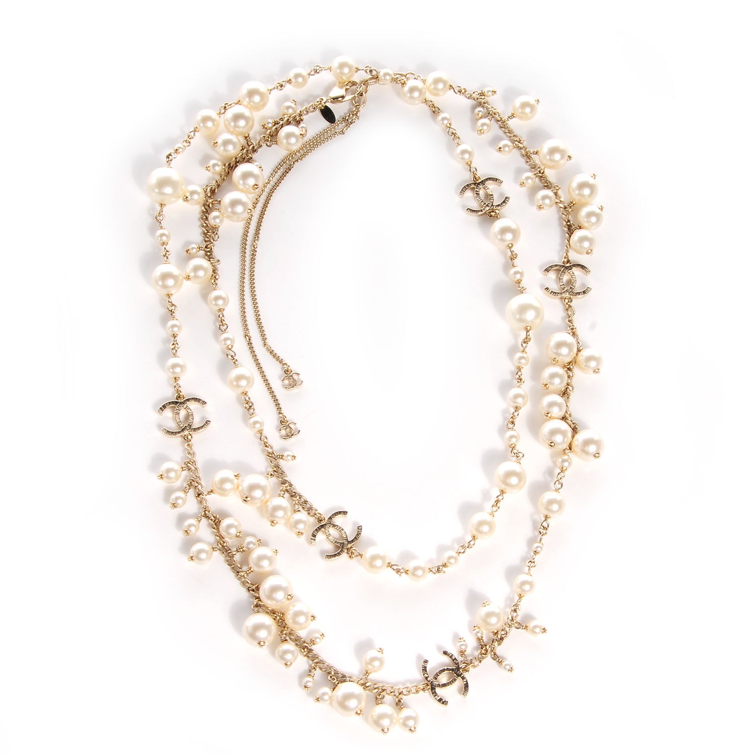 Chanel Classic CC Long Pearl Necklace Gold 1 of 7