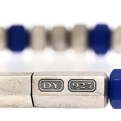 David Yurman Sterling Silver Rubber Hex Bead Bracelet Blue 3 of 3