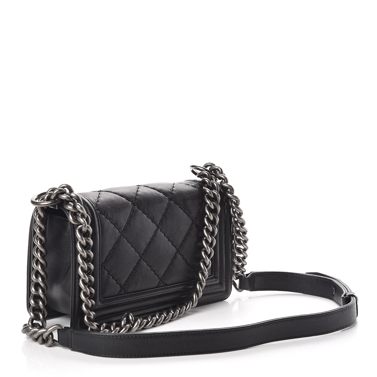Chanel Calfskin Double Stitch Small Boy Flap Black 3 of 10