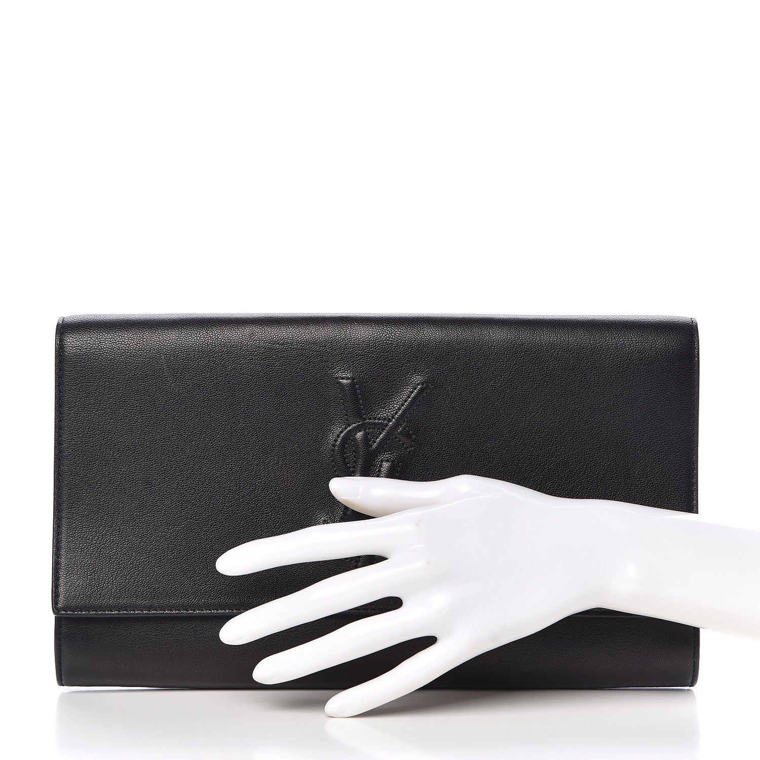 Saint Laurent Calfskin Monogram Large Belle De Jour Clutch Black 2 of 8