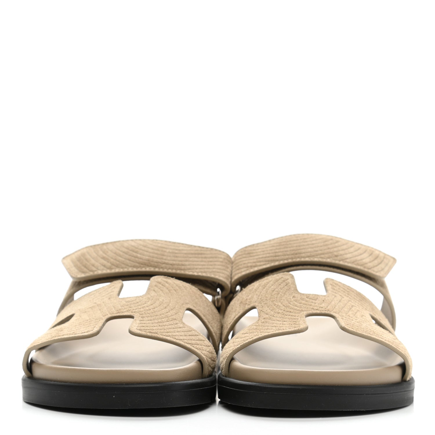 Hermes Suede Goatskin Chaine d'Ancre Womens Chypre Sandals 35.5 Beige Sable 2 of 9