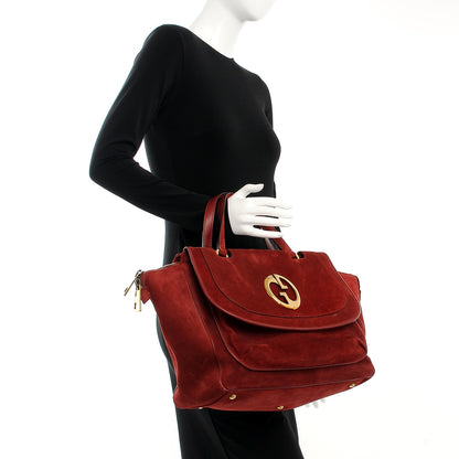 Gucci Suede Medium 1973 Top Handle Satchel Red 2 of 12
