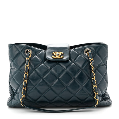 Chanel Glazed Calfskin Quilted Daily Walk Tote Navy 1 of 13