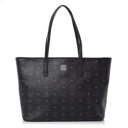 MCM Visetos Medium Anya Zip Top Shopper Tote Black 1 of 8