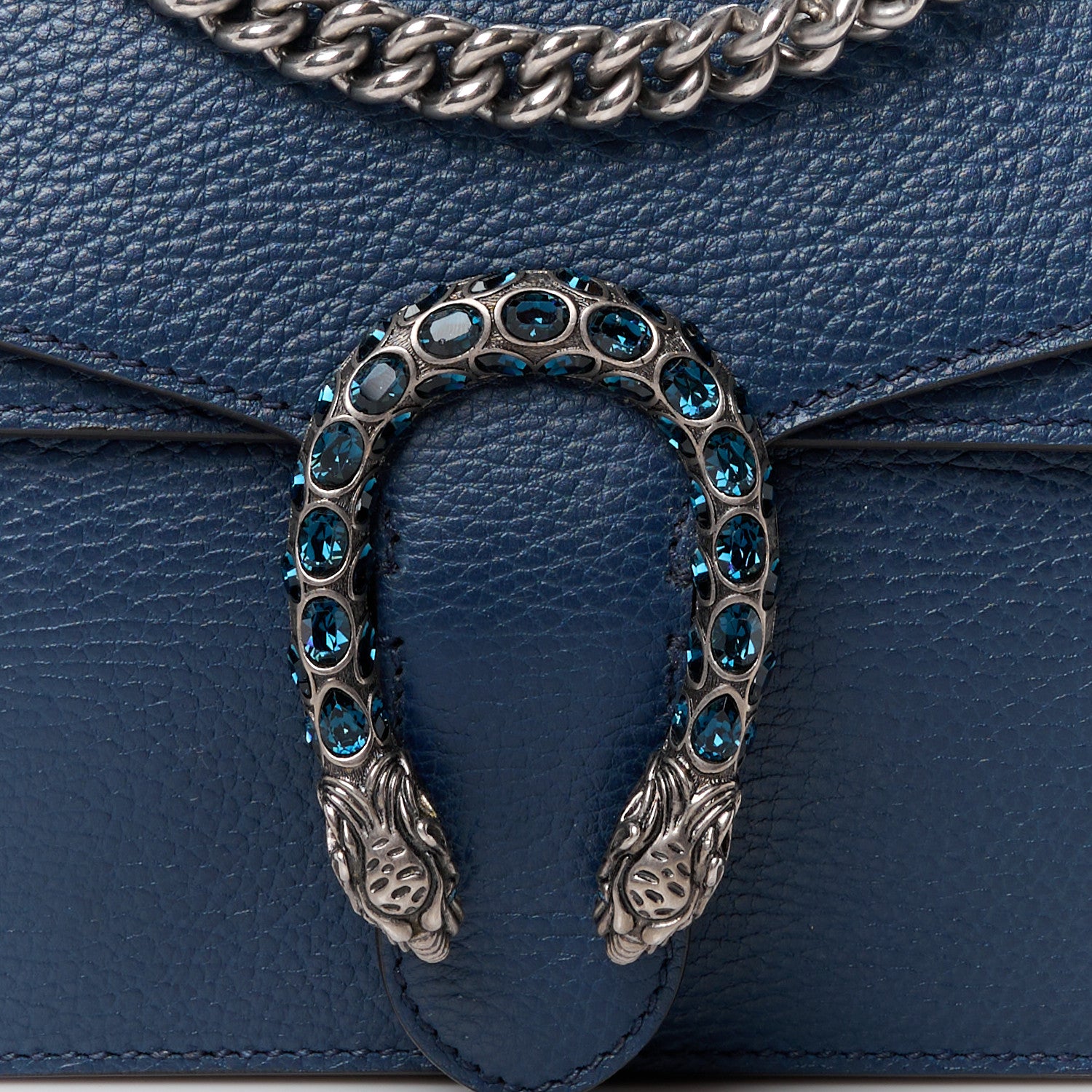 Gucci Pebbled Calfskin Small Dionysus Shoulder Bag Blue Agata 10 of 12