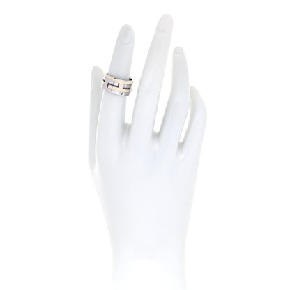 Hermes Sterling Silver Enamel Arcane Move H Ring 50 5.5 White 2 of 5