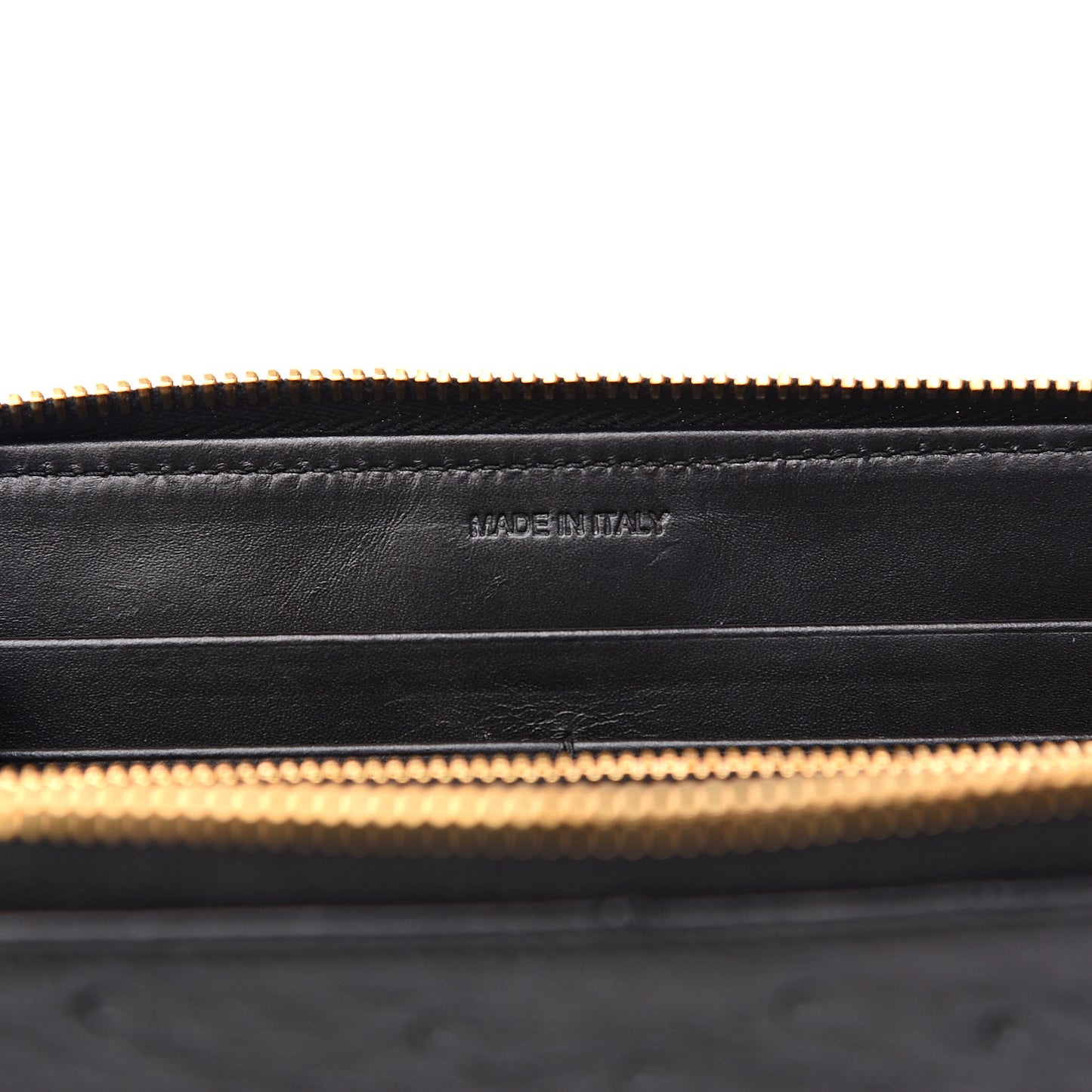 Ostrich Zip Around Wallet Black