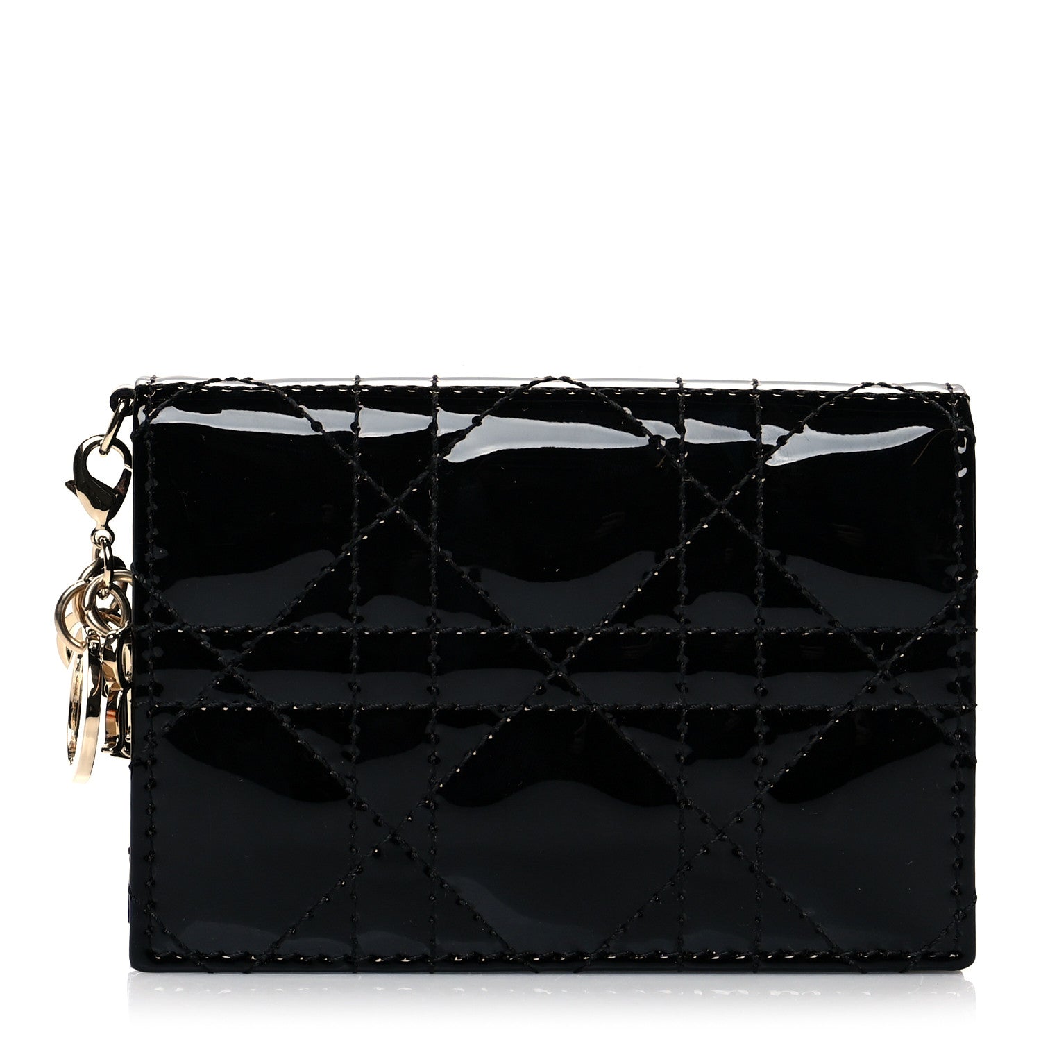 Christian Dior Patent Cannage Small Lady Dior Flap Card Holder Black 1 of 8