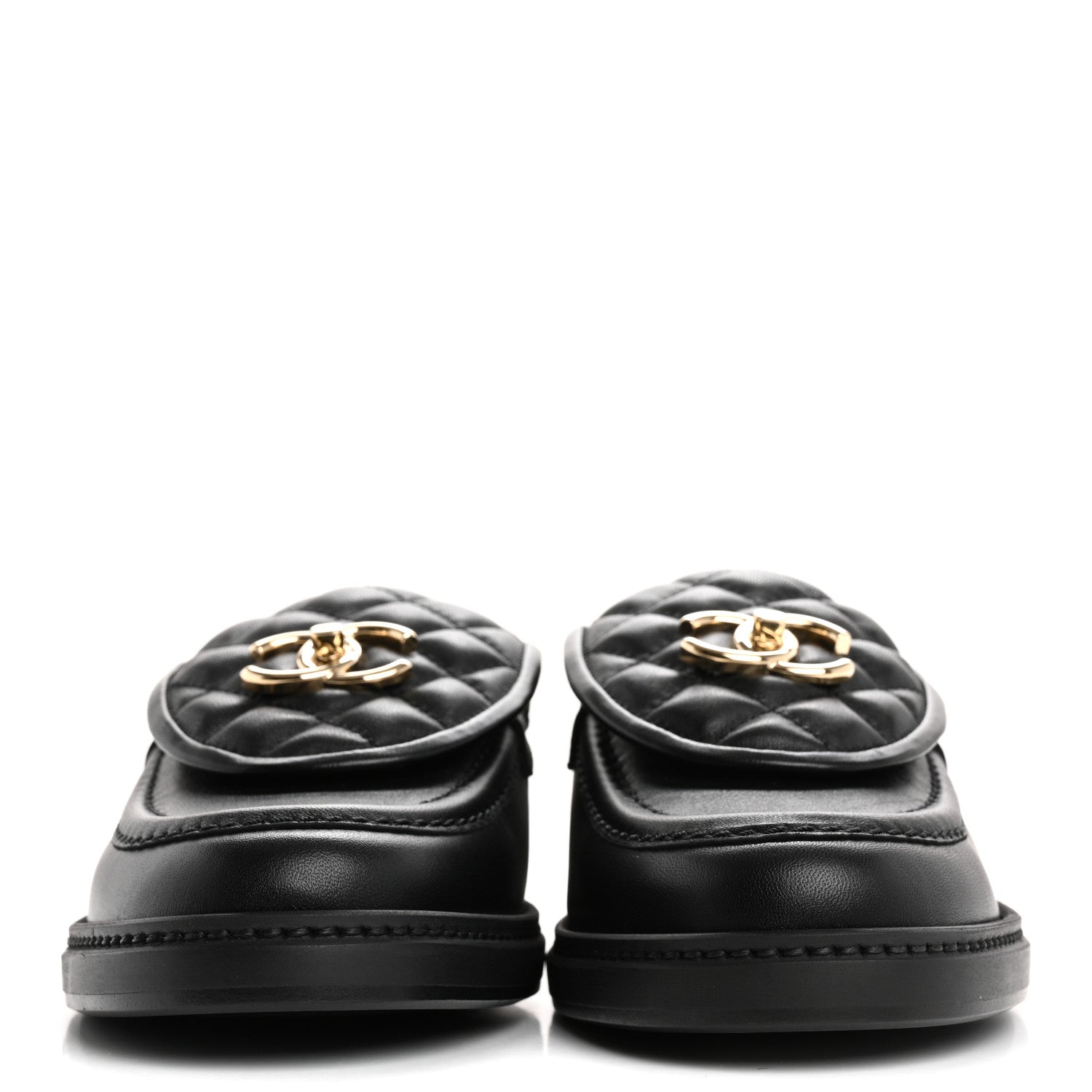 Chanel Lambskin Quilted CC Turnlock Loafers 39 Black 3 of 9