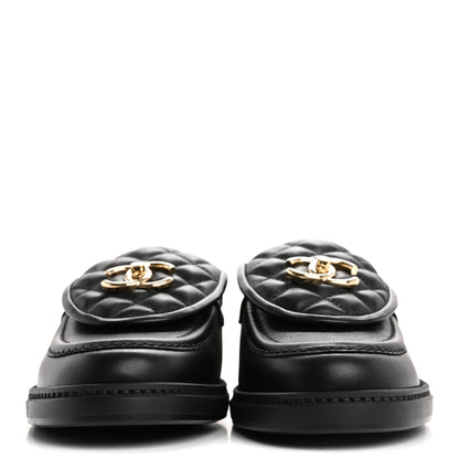 Chanel Lambskin Quilted CC Turnlock Loafers 39 Black 3 of 9