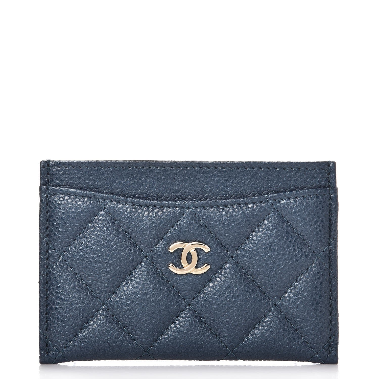 Chanel Iridescent Caviar Quilted Card Holder Dark Blue 1 of 9