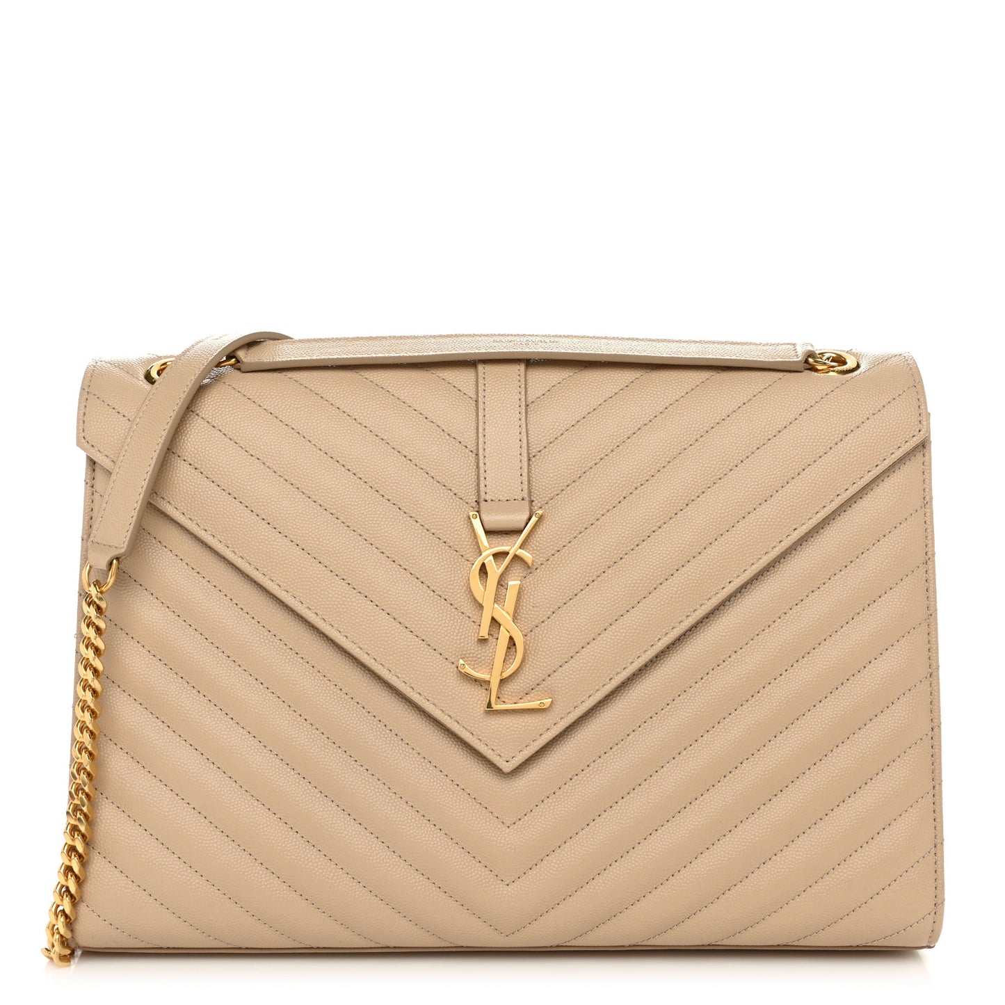 Grain De Poudre Matelasse Chevron Large Monogram Satchel Nude Powder