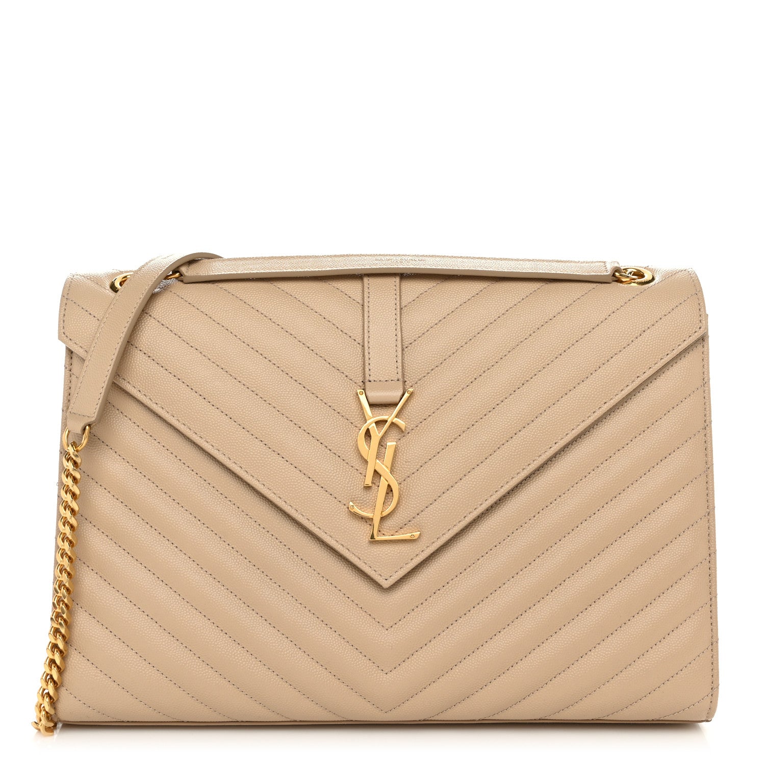 Saint Laurent Grain De Poudre Matelasse Chevron Large Monogram Satchel Nude Powder 1 of 10