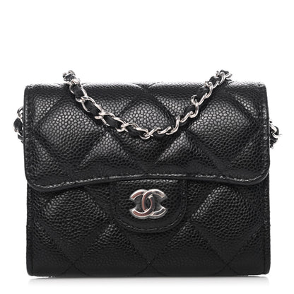 Chanel Caviar Quilted Flap Card Holder On Chain Black 1 of 4