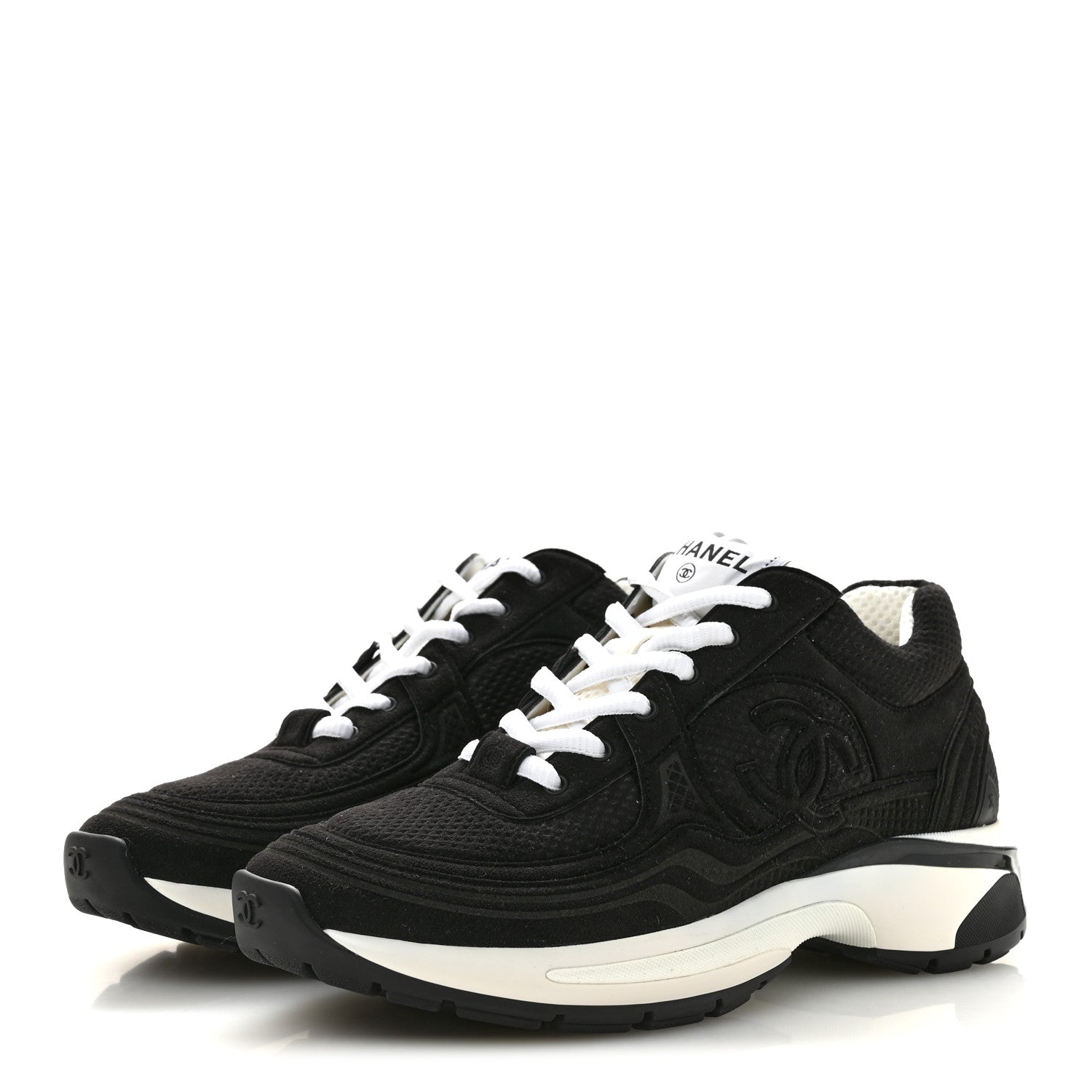 Chanel Fabric CC Womens Sneakers 37 Black 4 of 10