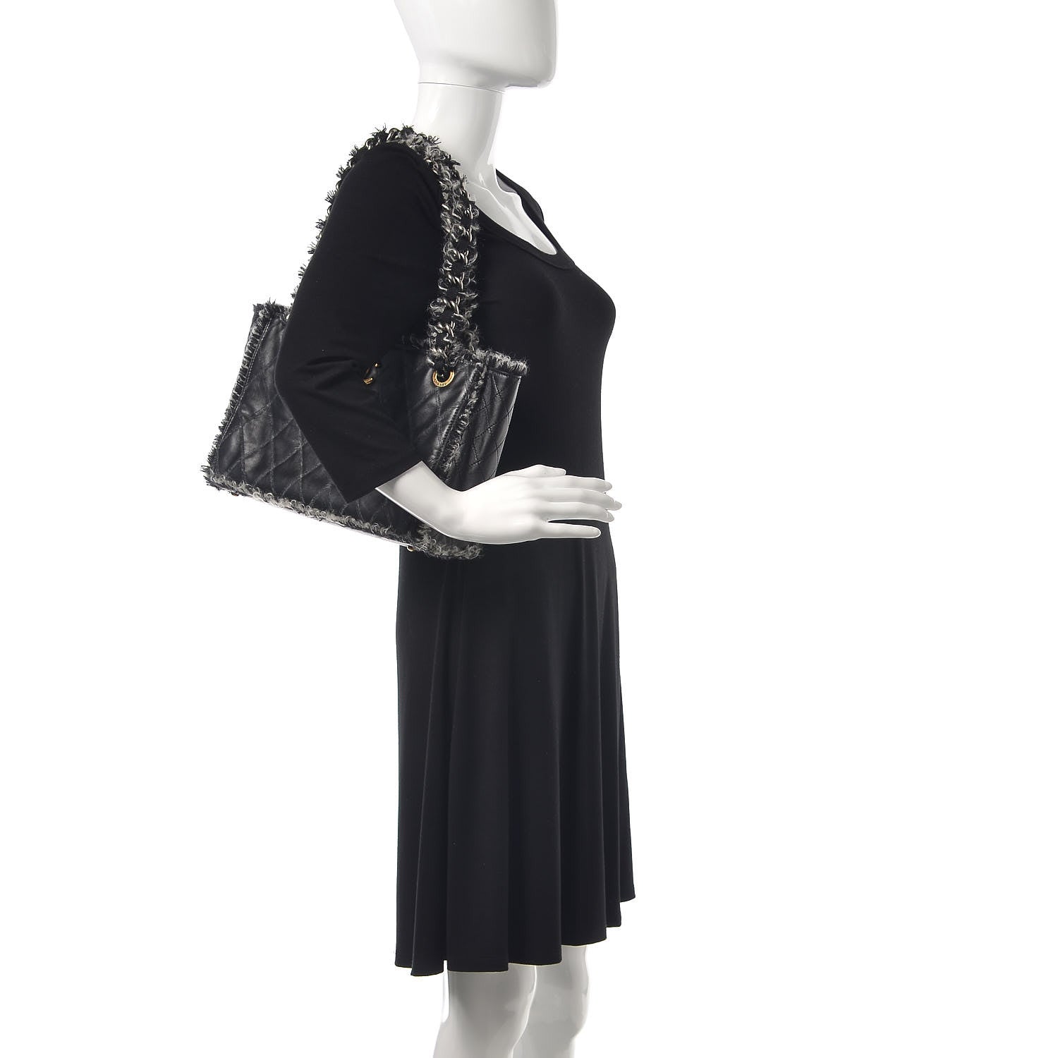 Chanel Tweed Calfskin Tweedy Shopping Tote Black 2 of 9