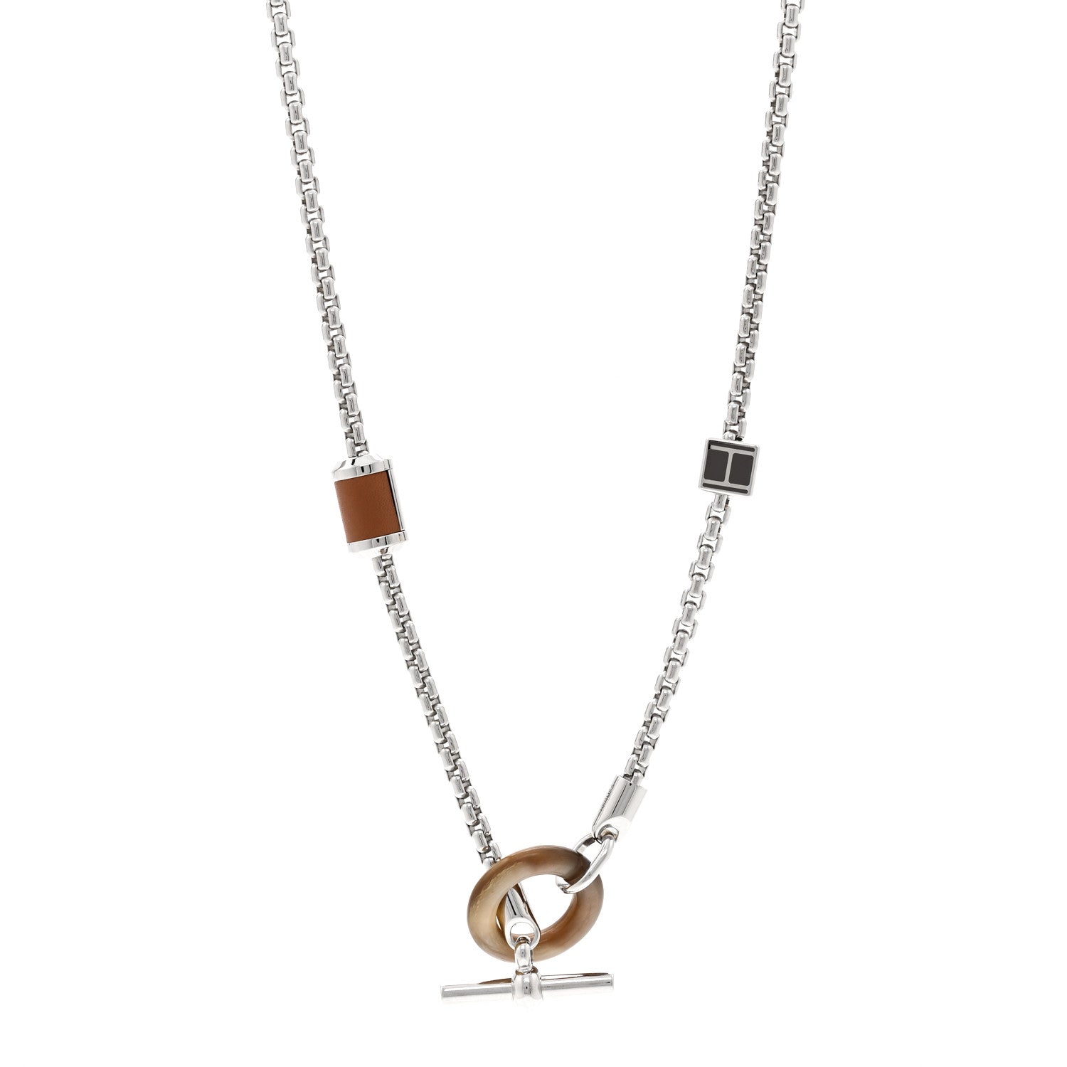 Hermes Palladium Buffalo Horn Swift Meli-Melo Necklace 1 of 5