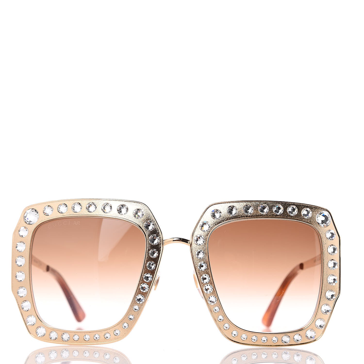 Gucci Metal Acetate Crystal Oversize GG0115S Sunglasses Gold 3 of 7