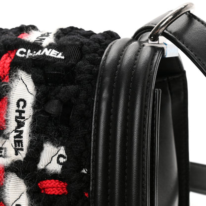 Chanel Lambskin Tweed Logo Embroidered Medium Boy Flap White Red Black 12 of 13